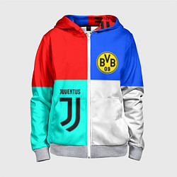 Толстовка на молнии детская Juventus x Borussia, цвет: 3D-меланж
