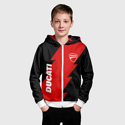 Толстовка на молнии детская Ducati - logo, цвет: 3D-белый — фото 2