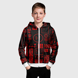 Толстовка на молнии детская Twenty one pilots pattern rock, цвет: 3D-белый — фото 2