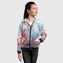 Толстовка на молнии детская Сердце - плазменная текстура, цвет: 3D-черный — фото 2