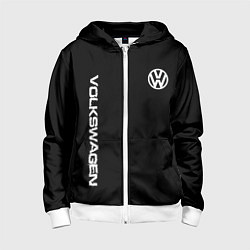 Толстовка на молнии детская Volkswagen logo white, цвет: 3D-белый