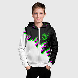 Толстовка на молнии детская Doom logo fire demon, цвет: 3D-белый — фото 2