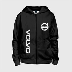 Толстовка на молнии детская Volvo white logo auto steel, цвет: 3D-черный