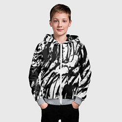 Толстовка на молнии детская Чёрно-белая абстракция: нейросеть, цвет: 3D-меланж — фото 2
