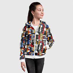 Толстовка на молнии детская Лица и узоры, цвет: 3D-белый — фото 2