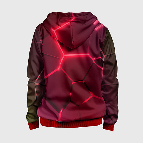 Детская толстовка на молнии Маджента неоновые плиты в разломе / 3D-Красный – фото 2