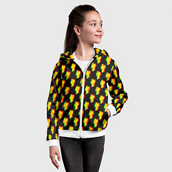 Толстовка на молнии детская Billie Eilish glitch pattern, цвет: 3D-белый — фото 2