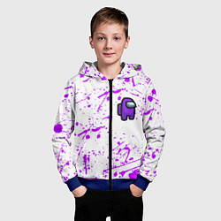 Толстовка на молнии детская Among us neon colors game, цвет: 3D-синий — фото 2