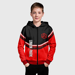 Толстовка на молнии детская Linkin park geometry line steel, цвет: 3D-красный — фото 2