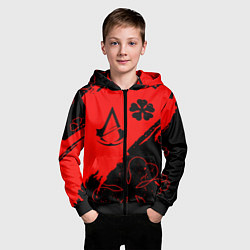 Толстовка на молнии детская Assassins Creed logo clewer, цвет: 3D-черный — фото 2