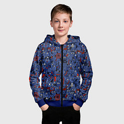 Толстовка на молнии детская Человечки панки, цвет: 3D-синий — фото 2
