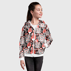 Толстовка на молнии детская Узор тигр с лисой, цвет: 3D-белый — фото 2