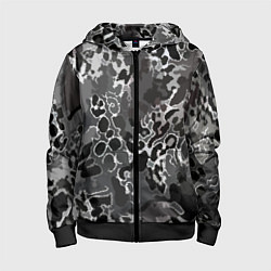 Толстовка на молнии детская Чёрно-серый абстракция, цвет: 3D-черный