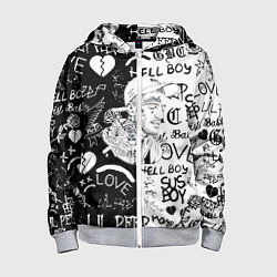 Толстовка на молнии детская Lii Peep pattern rap, цвет: 3D-меланж
