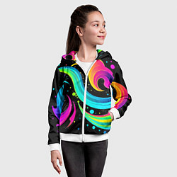 Толстовка на молнии детская Яркая неоновая абстракция - нейросеть, цвет: 3D-белый — фото 2