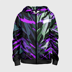 Толстовка на молнии детская Хаотичная чёрно-фиолетово абстракция, цвет: 3D-черный