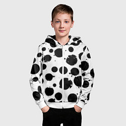 Толстовка на молнии детская Abstract black blots - ai art fantasy, цвет: 3D-белый — фото 2