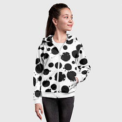 Толстовка на молнии детская Abstract black blots - ai art fantasy, цвет: 3D-белый — фото 2