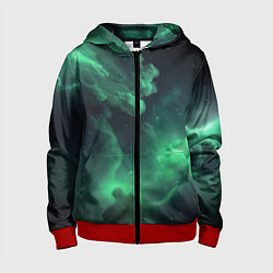 Детская толстовка на молнии Зелёная космическая туманность