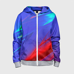 Толстовка на молнии детская Неоновые полосы геометрия, цвет: 3D-меланж