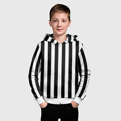 Толстовка на молнии детская Вертикальные черно белые полосы, цвет: 3D-белый — фото 2