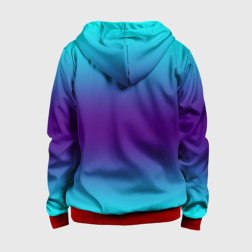 Детская толстовка на молнии Градиент из неона / 3D-Красный – фото 2