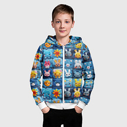 Толстовка на молнии детская Пэчворк с кроликами, цвет: 3D-белый — фото 2