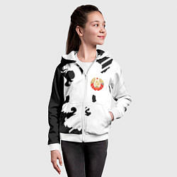 Толстовка на молнии детская СССР текстура герб, цвет: 3D-белый — фото 2