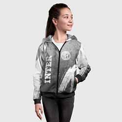 Толстовка на молнии детская Inter - grey gradient вертикально, цвет: 3D-черный — фото 2