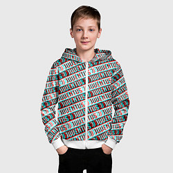 Толстовка на молнии детская Ювентус глитч паттерн, цвет: 3D-белый — фото 2
