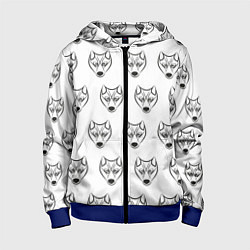 Толстовка на молнии детская Паттерн волк, цвет: 3D-синий