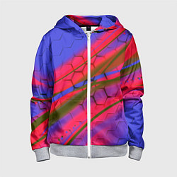 Толстовка на молнии детская Неоновая броня соты, цвет: 3D-меланж