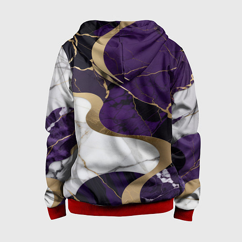 Детская толстовка на молнии Фиолетовый с белым и золотым / 3D-Красный – фото 2