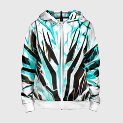 Толстовка на молнии детская Чёрно-голубая абстракция на белом фоне, цвет: 3D-белый