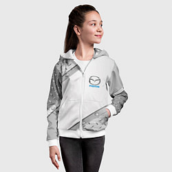 Толстовка на молнии детская Mazda текстура метал, цвет: 3D-белый — фото 2