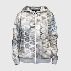 Толстовка на молнии детская Зеркальные соты с переливами света, цвет: 3D-меланж