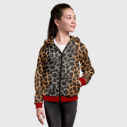 Толстовка на молнии детская Шерстка леопарда, цвет: 3D-красный — фото 2