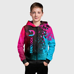 Толстовка на молнии детская Deadlock - neon gradient по-вертикали, цвет: 3D-черный — фото 2