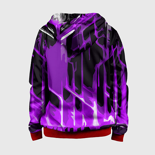 Детская толстовка на молнии Abstract purple stripes on a black background / 3D-Красный – фото 2