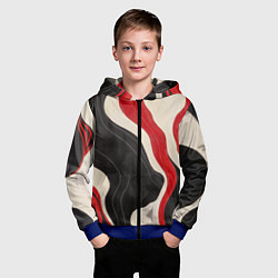 Толстовка на молнии детская Абстрактные волнистые полосы, цвет: 3D-синий — фото 2