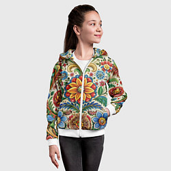 Толстовка на молнии детская Русские классические узоры и орнамент, цвет: 3D-белый — фото 2