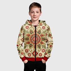 Толстовка на молнии детская Русские классические узоры и орнамент, цвет: 3D-красный — фото 2