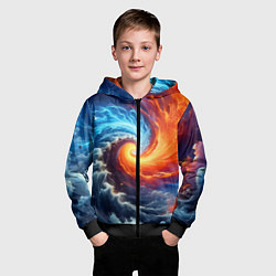 Толстовка на молнии детская Столкновение двух стихий - инь янь, цвет: 3D-черный — фото 2