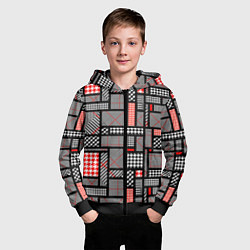 Толстовка на молнии детская Узор в клетку, цвет: 3D-черный — фото 2