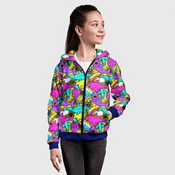Толстовка на молнии детская Цветные акулы паттерн, цвет: 3D-синий — фото 2