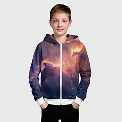 Толстовка на молнии детская Космические облака и звезды, цвет: 3D-белый — фото 2