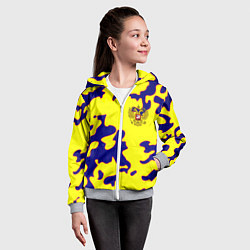Толстовка на молнии детская Российская империя камуфляж желтый, цвет: 3D-меланж — фото 2