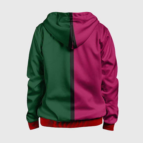 Детская толстовка на молнии Полосы фуксия, зеленый и черный / 3D-Красный – фото 2