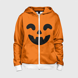 Толстовка на молнии детская Весёлая тыква верх, цвет: 3D-белый