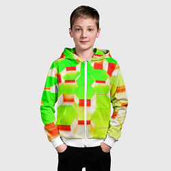Толстовка на молнии детская Кислотные соты, цвет: 3D-белый — фото 2